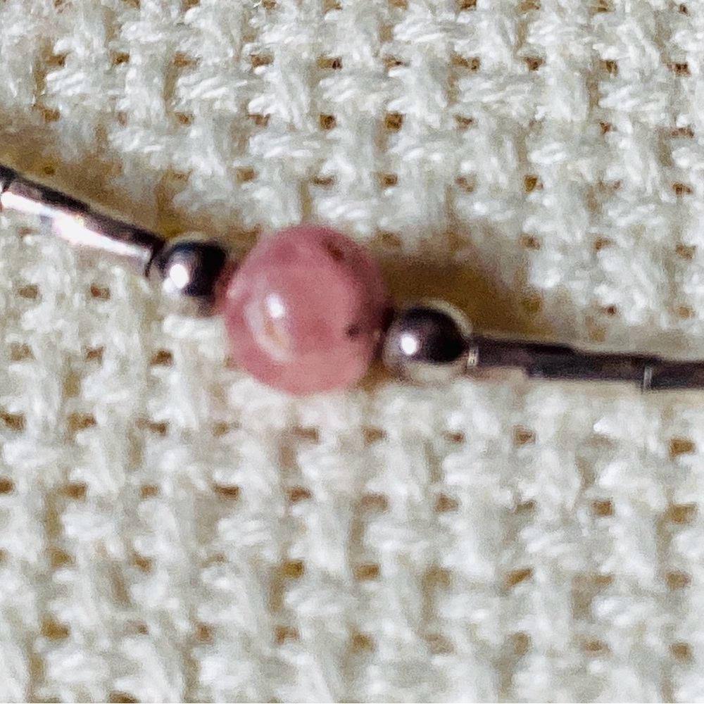 Vintage Liquid Sterling Silver Bracelet Pink Stones Single Strand EUC - Picture 2 of 4
